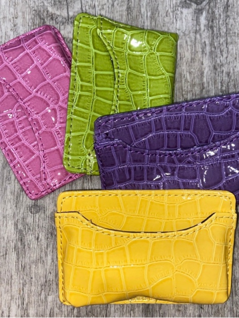 VINTAGE JAZZD YELLOW CARD HOLDER Moc Croc Credit Business Cards NWOT